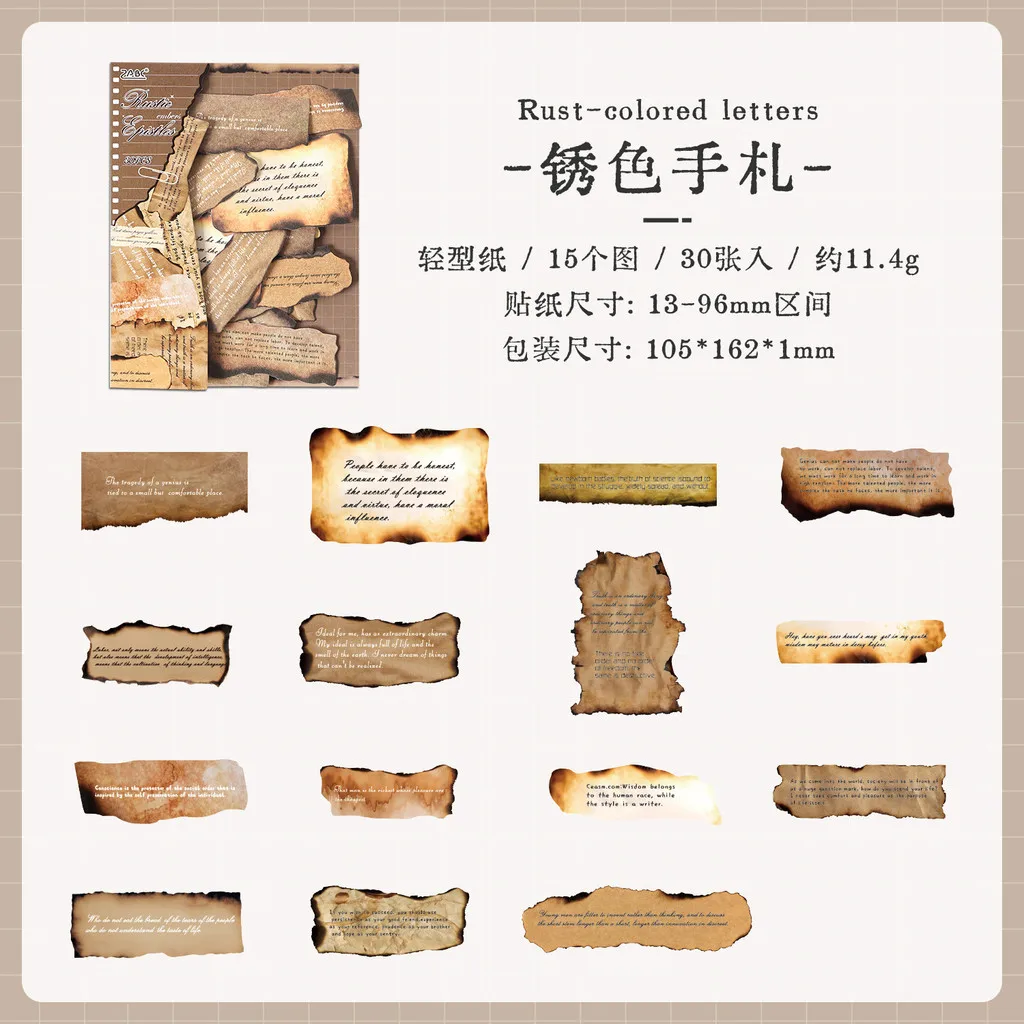 30 قطعة ملصقات دفتر يومية - ملصقات رجعية للكراسات - الصورة 9