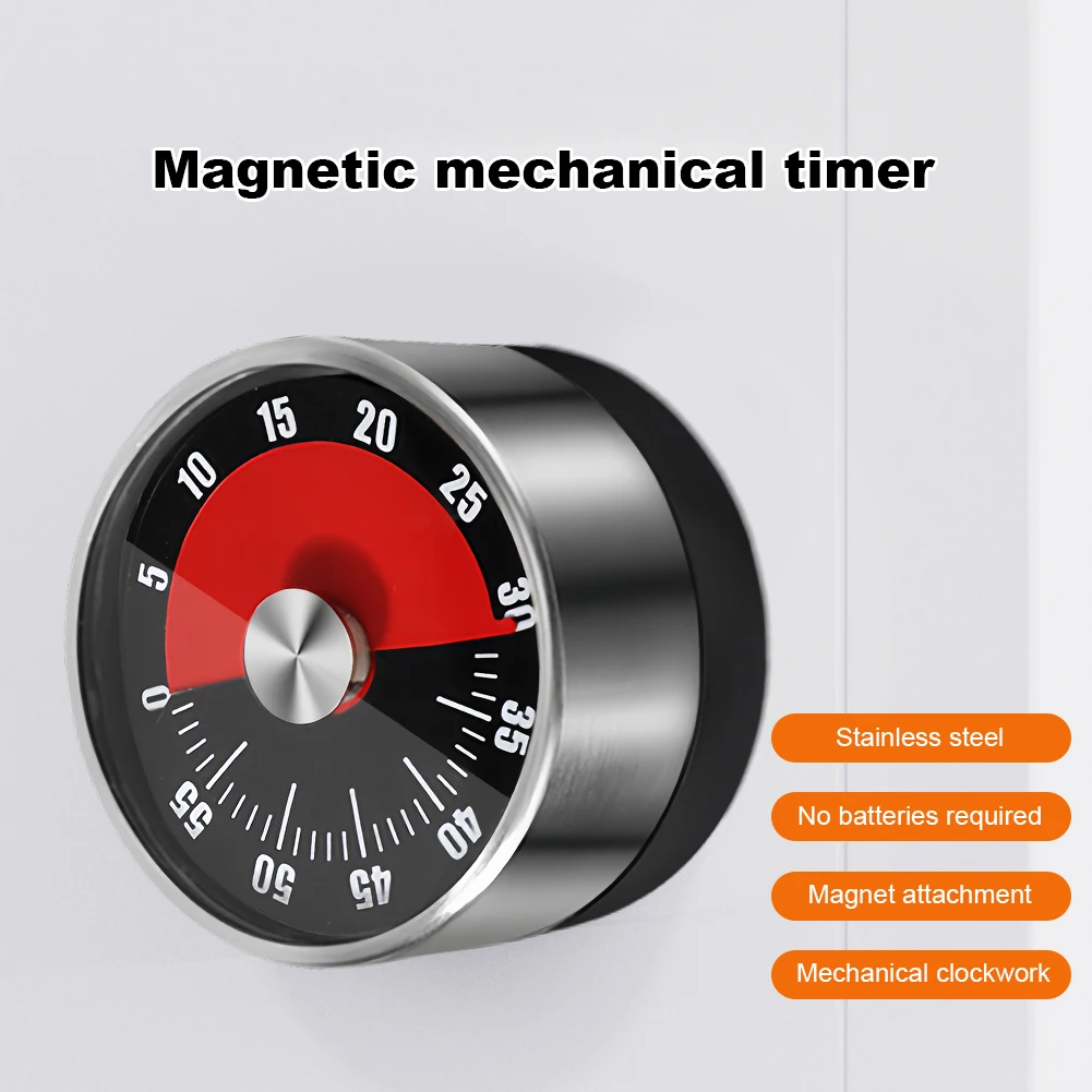 تايمر عد تنازلي ميكانيكي - مؤقت طهي من الفولاذ - الصورة 4