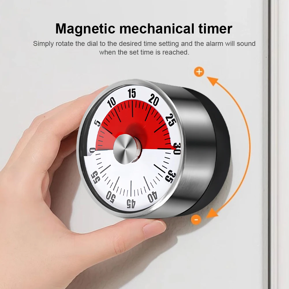 تايمر عد تنازلي ميكانيكي - مؤقت طهي من الفولاذ - الصورة 5