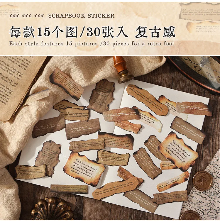 30 قطعة ملصقات دفتر يومية - ملصقات رجعية للكراسات - الصورة 15