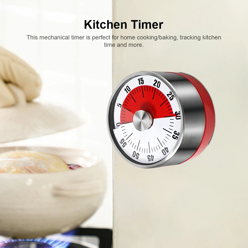 تايمر عد تنازلي ميكانيكي - مؤقت طهي من الفولاذ - الصورة 3