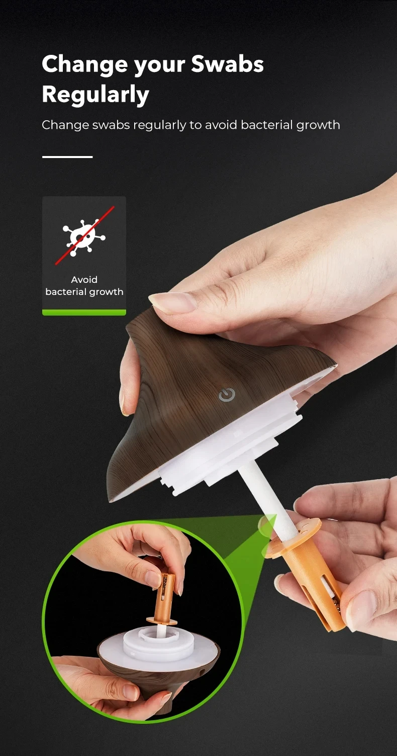 مرطب هواء عطري كهربائي خشبي 300 مل مع ناشر الزيوت العطرية - الصورة 13