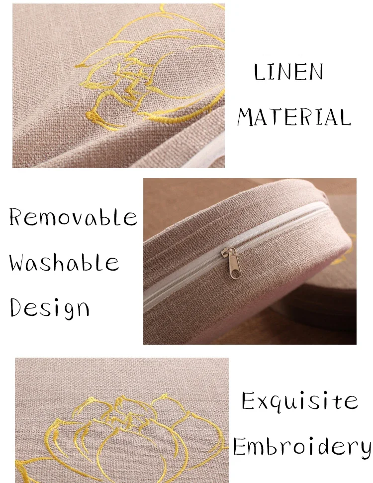 وسادة تأمل من الكتان - وسادة يوجا بنقش اللوتس - الصورة 22