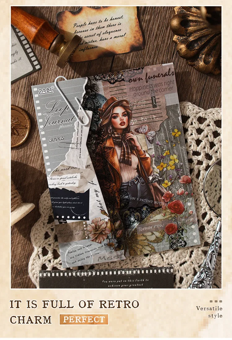 30 قطعة ملصقات دفتر يومية - ملصقات رجعية للكراسات - الصورة 21